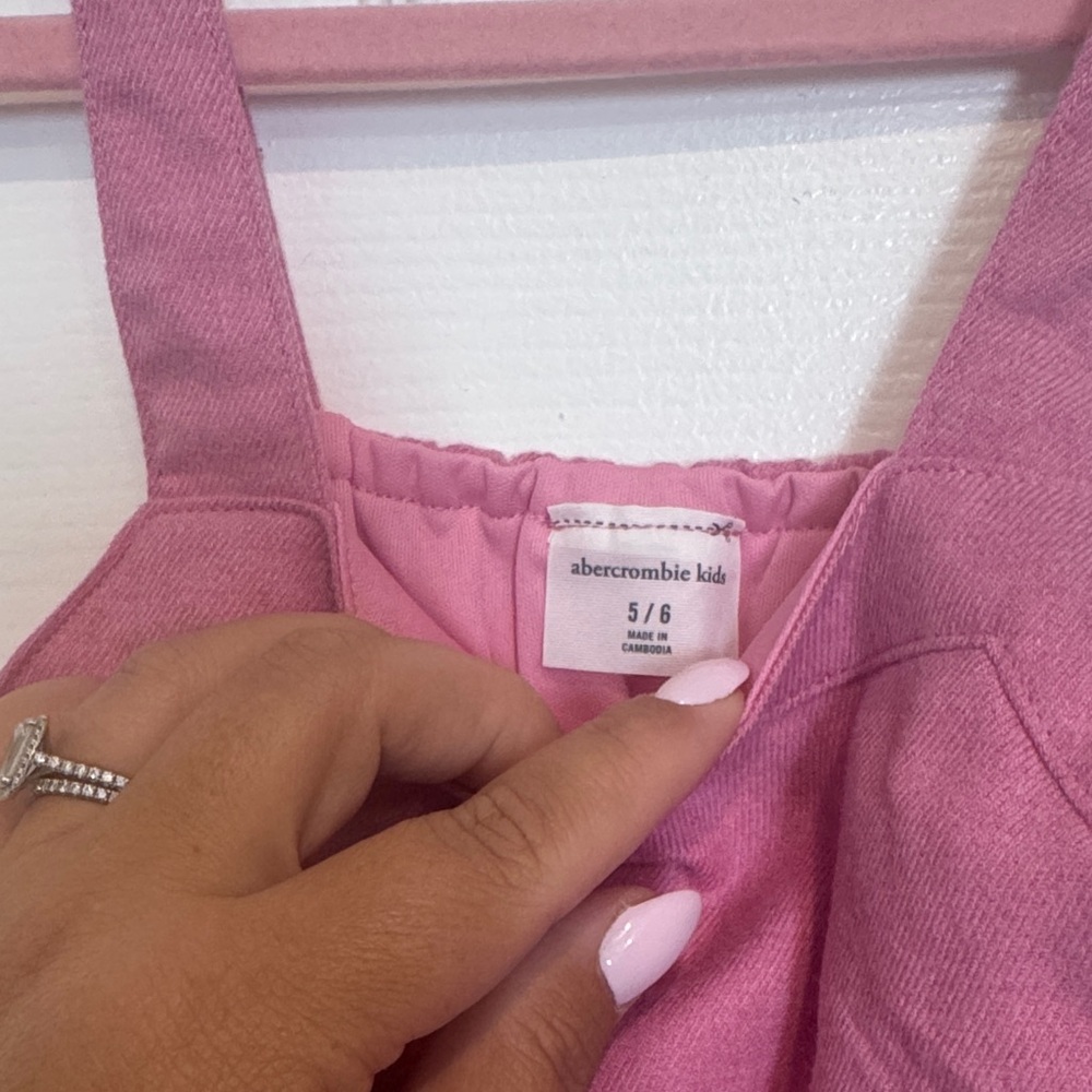 🆕 Abercrombie & Fitch kids pink romper skort belted dress size 5/6 K2 - Picture 5 of 9